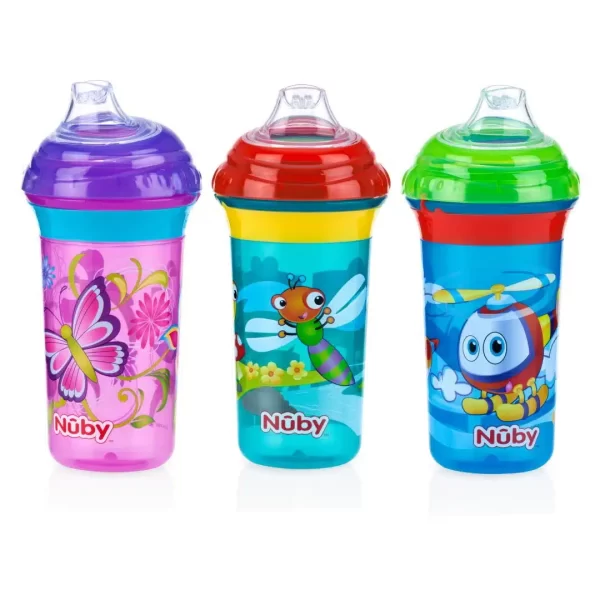 ⁦כוס מצוירת עם פיה רכה ומנגנון קליק nuby⁩ – תמונה ⁦2⁩