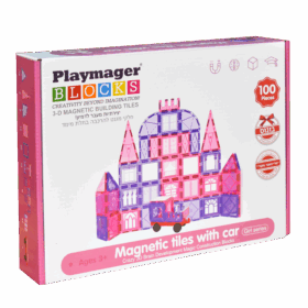 ערכת מגנטים 100 חלקים ורוד פליימאגר המקורי Playmager