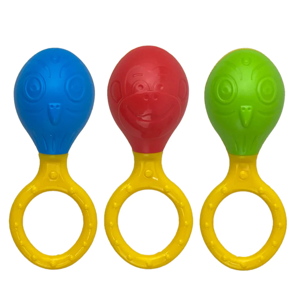 מרקיטו / רעשן עם ידית אחיזה חיות (מגוון צבעים) חלילית