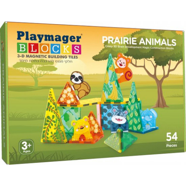 פליימאגר סט מגנטים חיות הערבה 54 חלקים