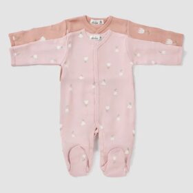 מארז זוג אוברולים מבד טריקו 0-3 | Flowers and Love