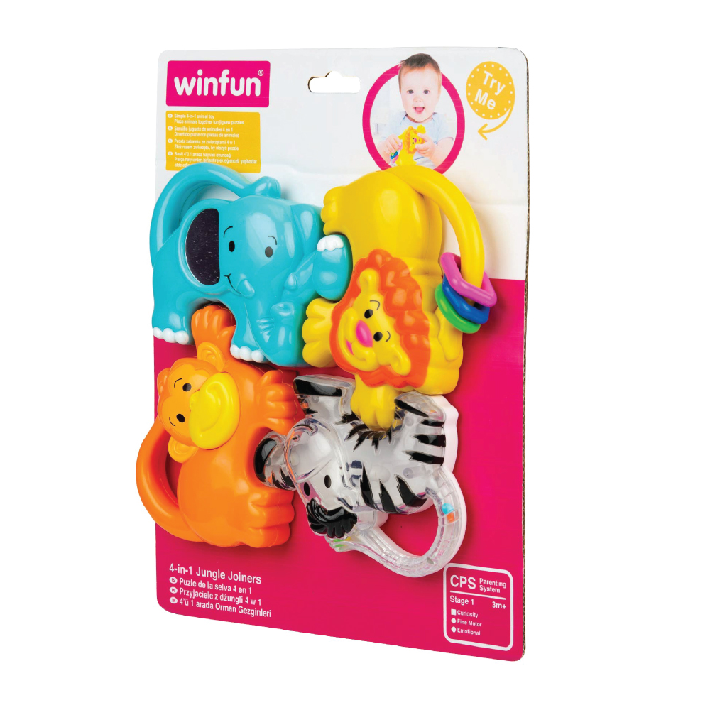 סט רעשנים נשכנים חיות 4ב-1 ווינפאן WINFUN