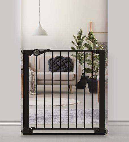 שער בטיחות 'ללא קדיחה' ומנגנון נעילה כפול לפתחים רחבים בגודל 75 עד 96 ס"מ - שחור Bambino king