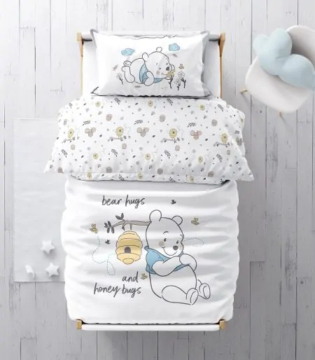 סט מצעים למיטת מעבר 100% כותנה - דגם פו חיבוקי