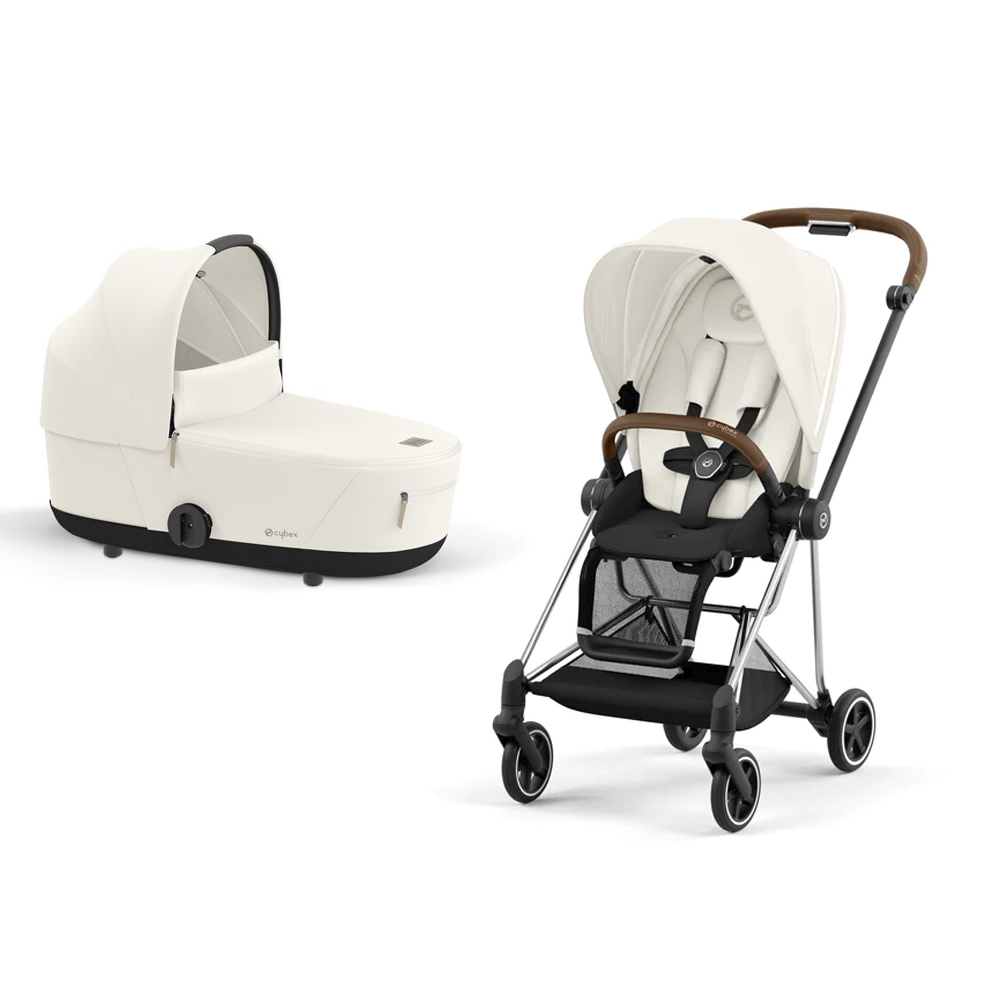 עגלת סייבקס מיוס 3 שלד כרום ידית חומה טיולון+אמבטיה – תמונה 2