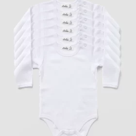 שישיית בגדי גוף ארוכים לורנס לבן פלנל – Lorens