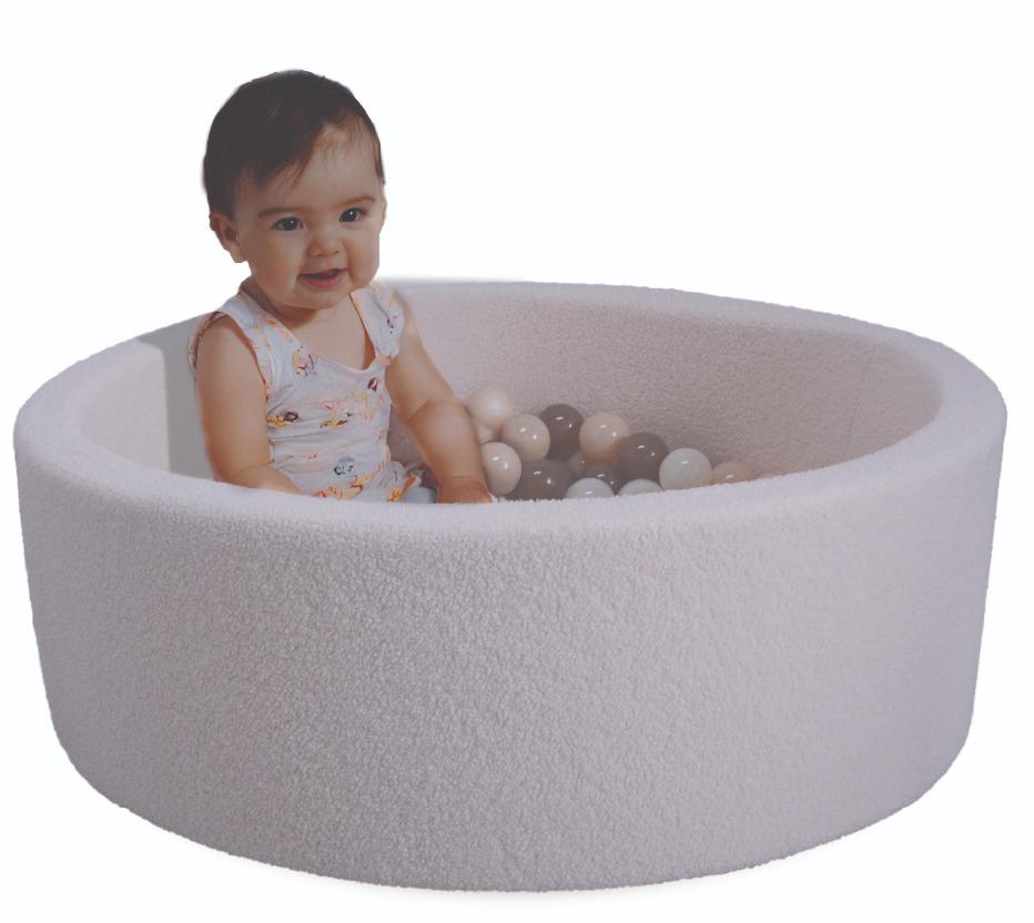 בריכת כדורים פרימיום עם בד בוקלה רך ונעים ו 200 כדורים צבעוניים – תמונה 3