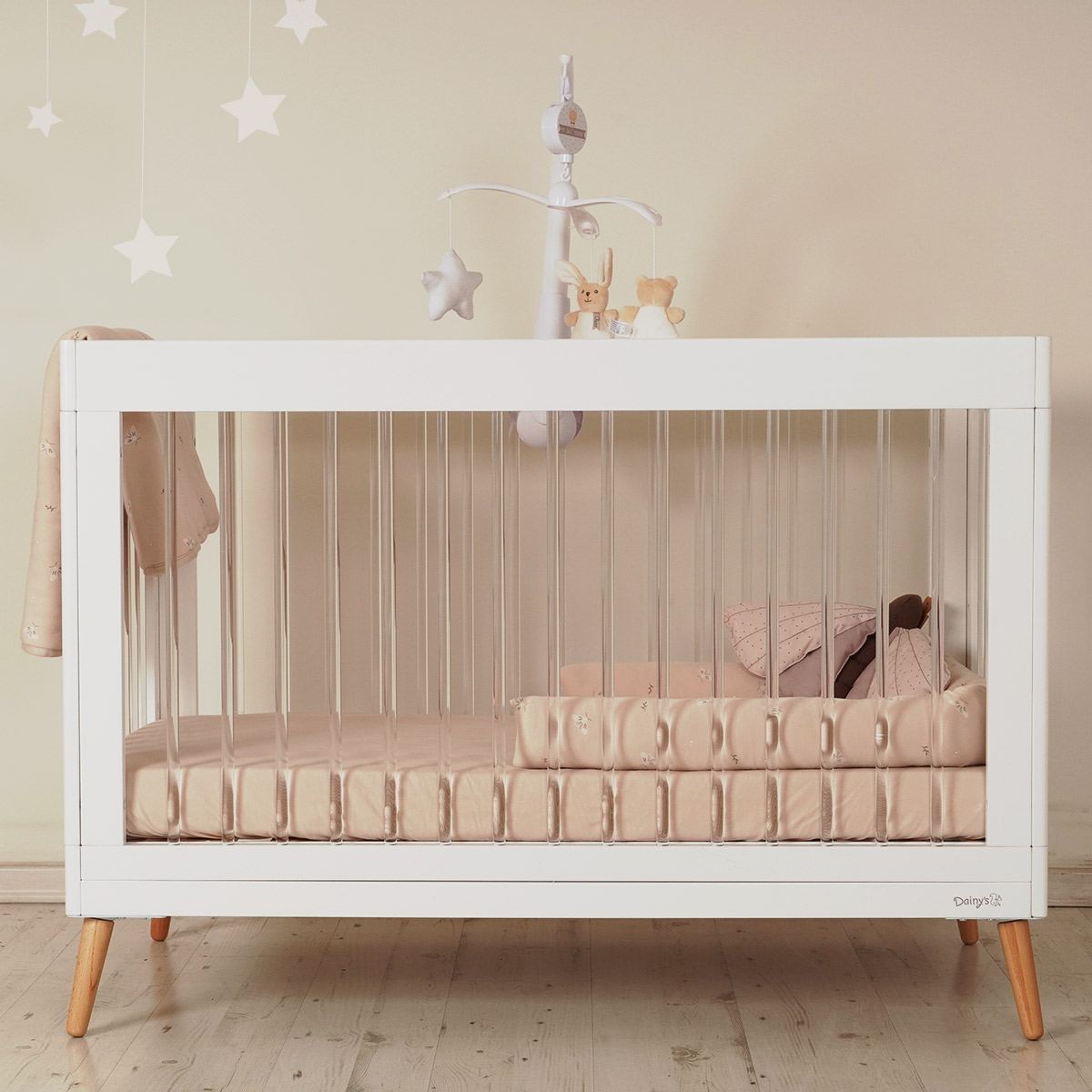מיטת תינוק דייניז הילס לבן/אקריל – Dainy’s Hills™ Baby Bed White/acrylic 120×60 cm – תמונה 7