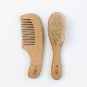 סט מסרק ומברשת פרימיום ידית עץ מייה בייבי