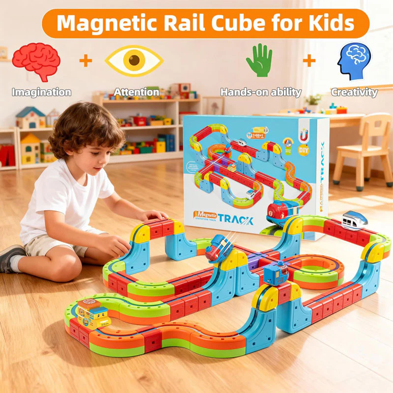 רכבת מגנטית לילדים 68 חלקים מסלול הרכבה – תמונה 2