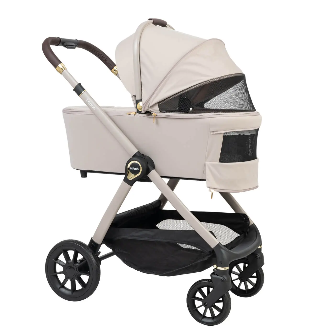 עגלה משולבת אינפנטי דגם ליאונה טיולון+אמבטיה צבע שמפניה Champagne מהדורה מיוחדת – תמונה 12